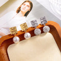 Signature Emblem Crystal-Accent Stud Earrings – Design 011 main product view