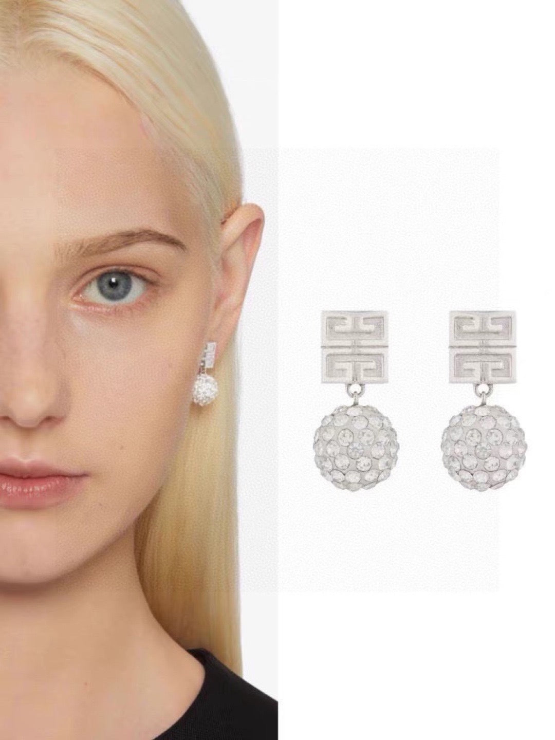 Signature Emblem Crystal-Accent Stud Earrings – Design 011 front product view
