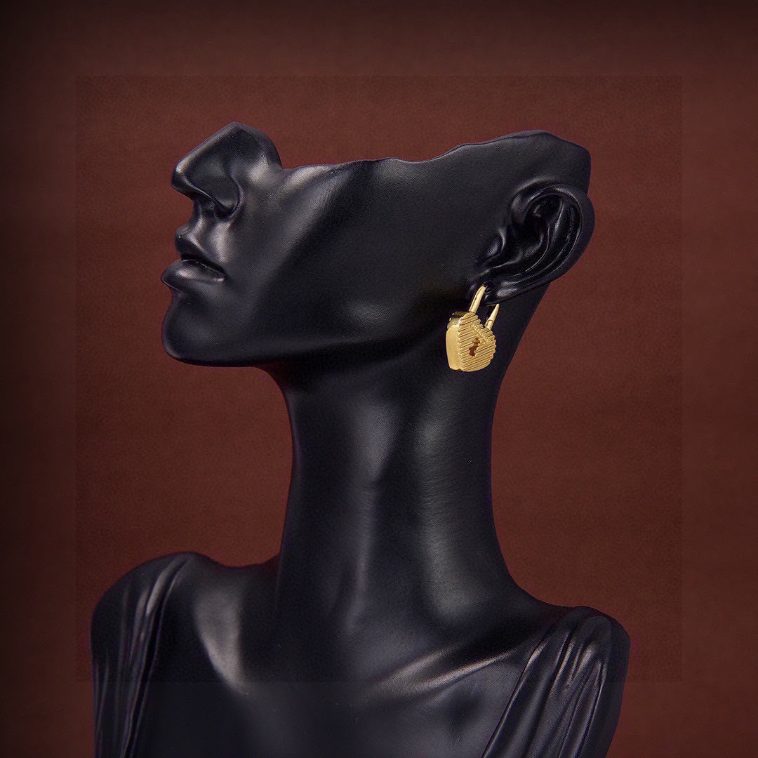 Ring Motif Statement Earrings in Gold-Tone – Design 002 main product view