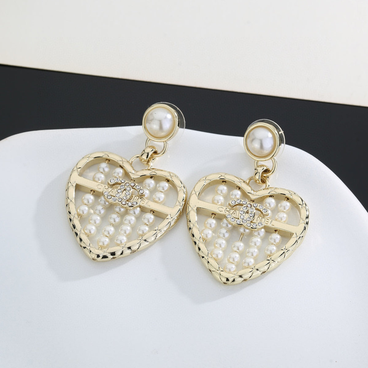 Signature Emblem Stud Earrings in Gold-Tone – Design 025 styled product view