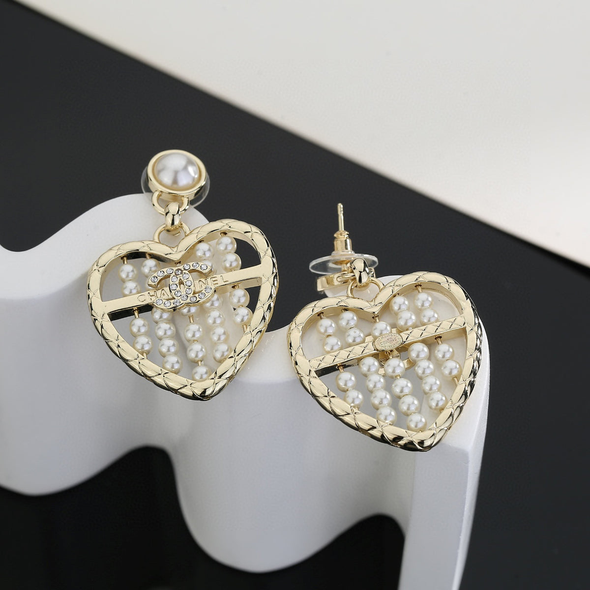 Signature Emblem Stud Earrings in Gold-Tone – Design 025 close-up detail