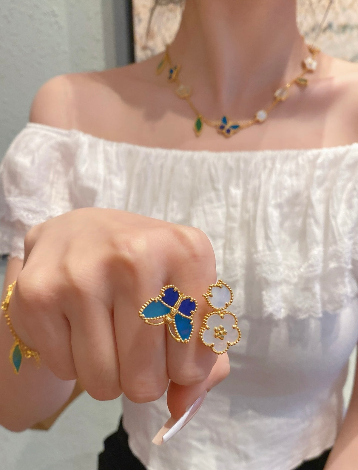 Butterfly Statement Ring in Rose-Gold-Tone detail view