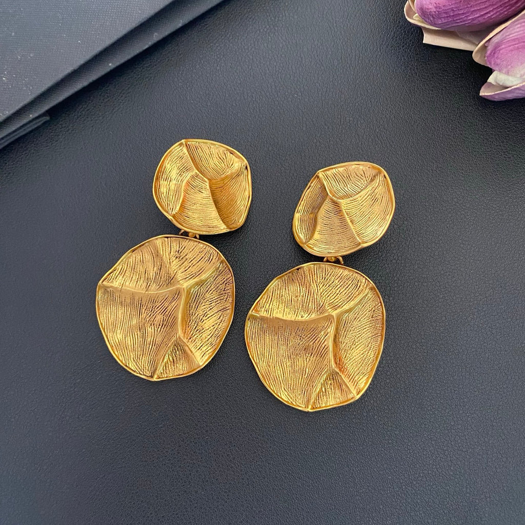 Saint Laurent Round Statement Earrings in Polished Metal-Tone main product view