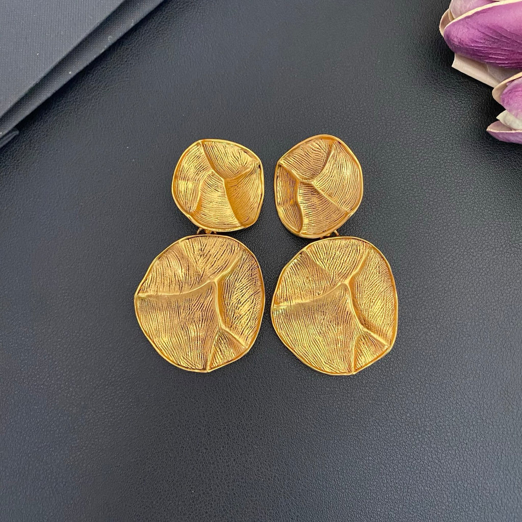Saint Laurent Round Statement Earrings in Polished Metal-Tone side detail