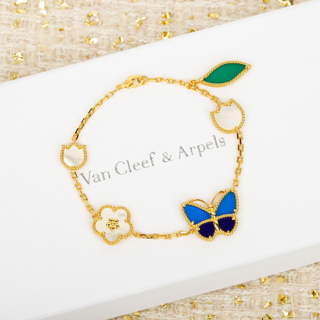 Clover Bracelet in Gold-Tone – Blue Butterfly front product view