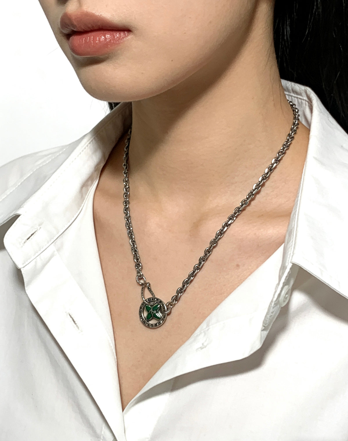 Chain Pendant Necklace in Silver-Tone – Design 006 styled product view