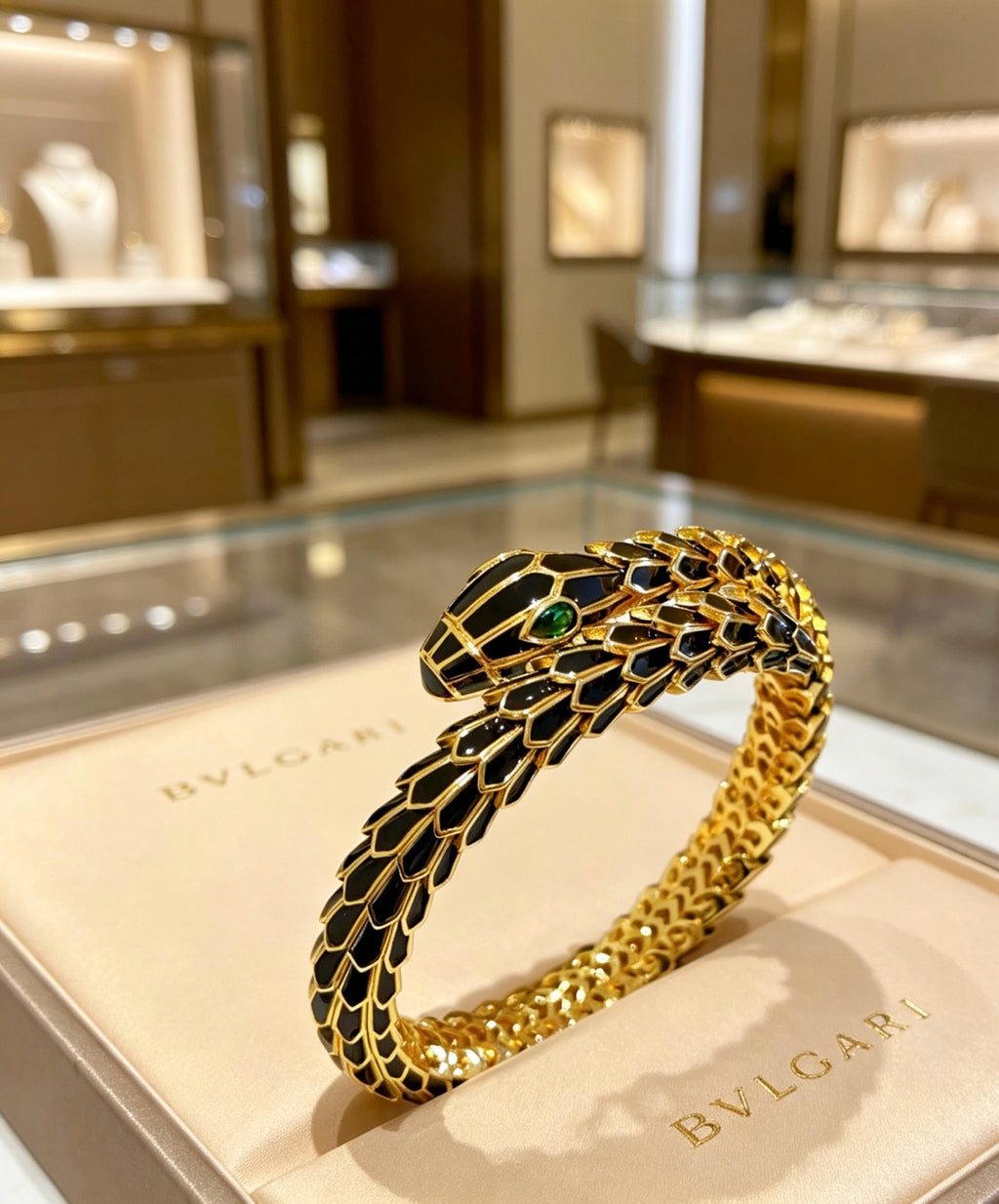 Serpentine Bangle in Polished Metal-Tone – Serpentine Detail – Design 011 main product view