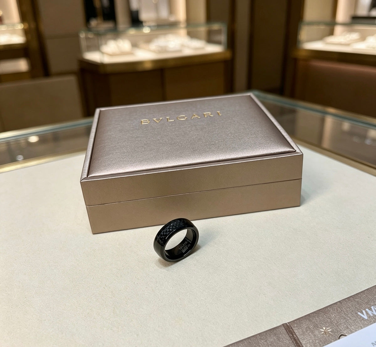 Geometric Emblem Statement Ring in Gold-Tone – Gold Detail – Design 006 front product view