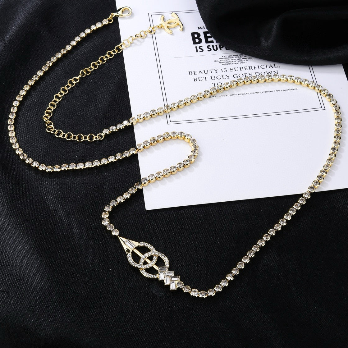 Signature Emblem Jewelry Accessory in Polished Metal-Tone – Design 027 front product view