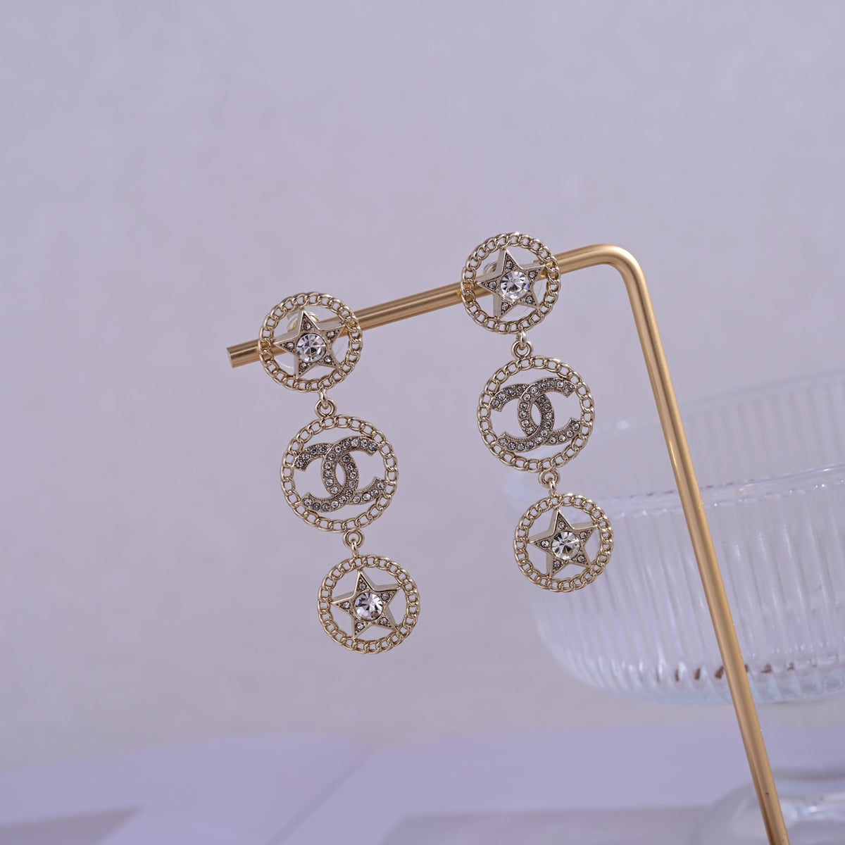 Signature Emblem Stud Earrings in Polished Metal-Tone – Design 026 side detail