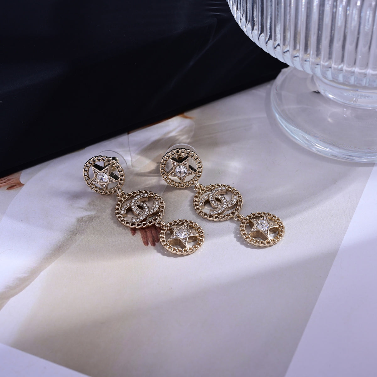 Signature Emblem Stud Earrings in Polished Metal-Tone – Design 026 close-up detail