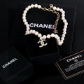 Double-C Emblem Pearl-Detail Pendant Necklace – Pearl Detail – Design 047 main product view