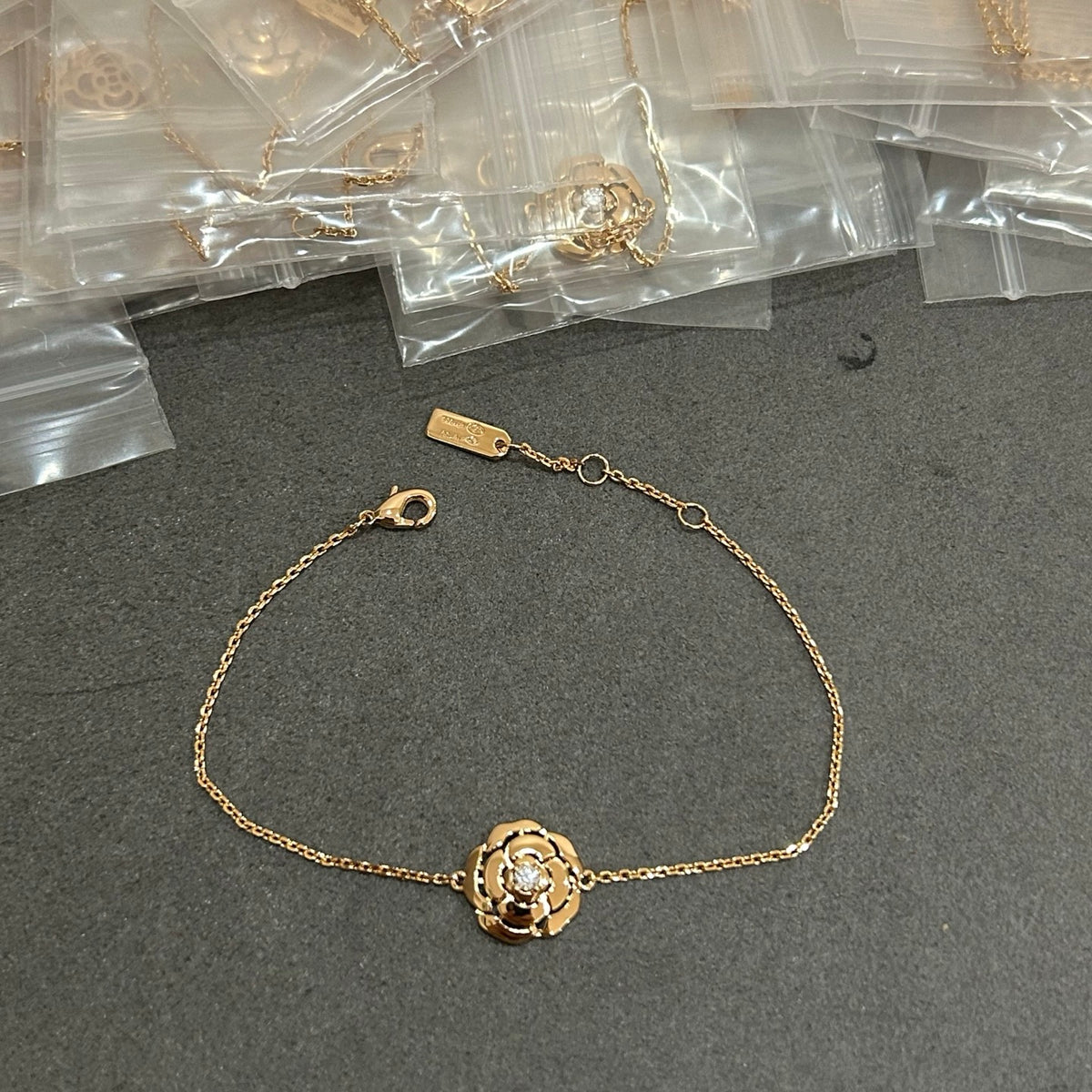 Camellia Bracelet in Polished Metal-Tone – Camellia Detail main product view