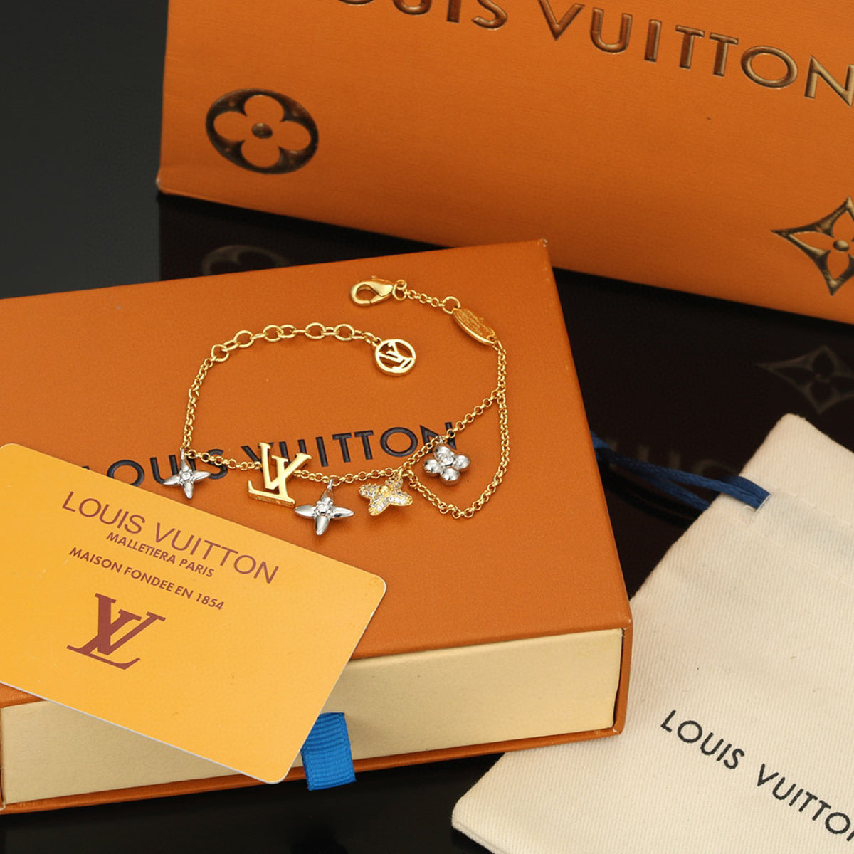 Letter Emblem Bracelet in Polished Metal-Tone – Design 017 detail view