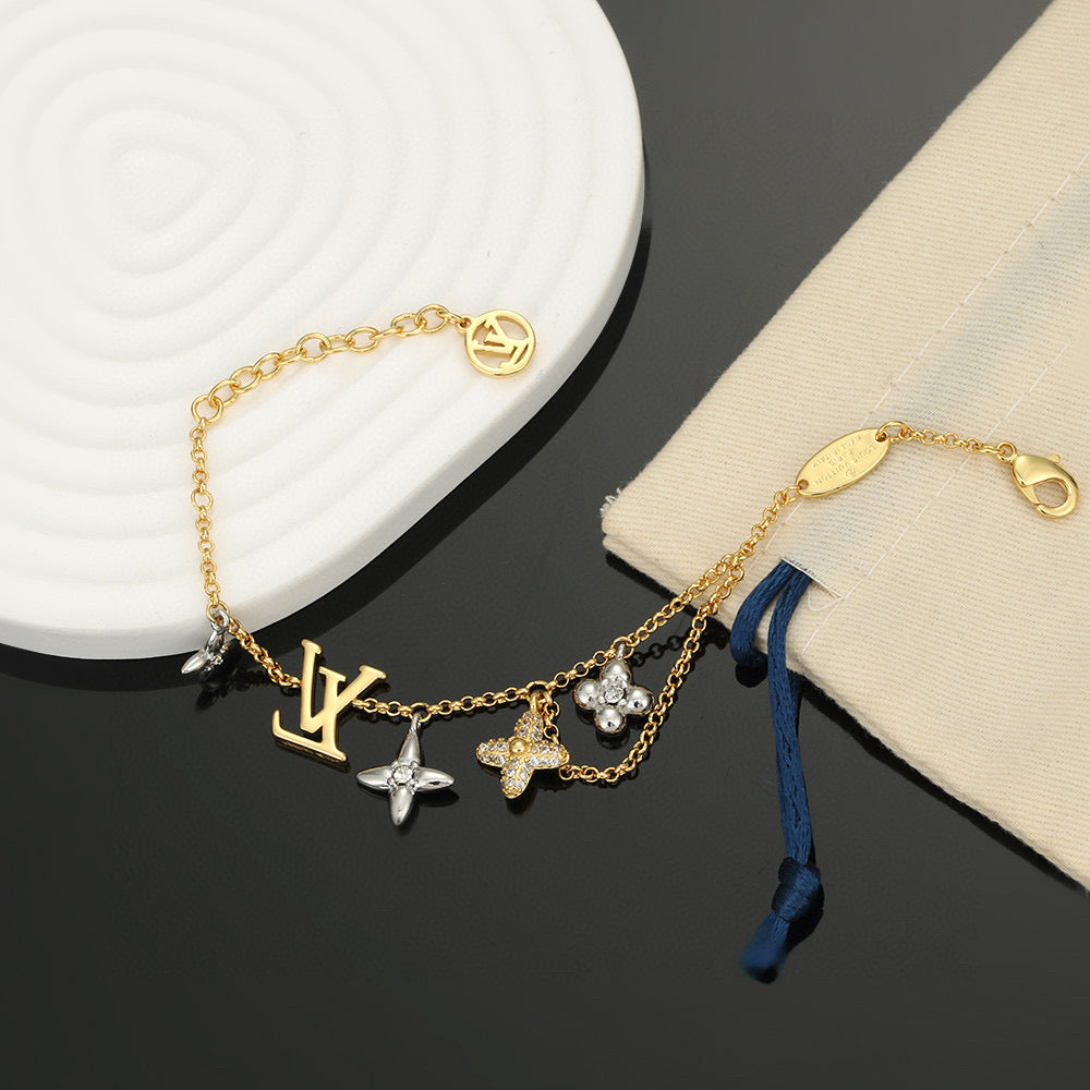 Letter Emblem Bracelet in Polished Metal-Tone – Design 017 main product view
