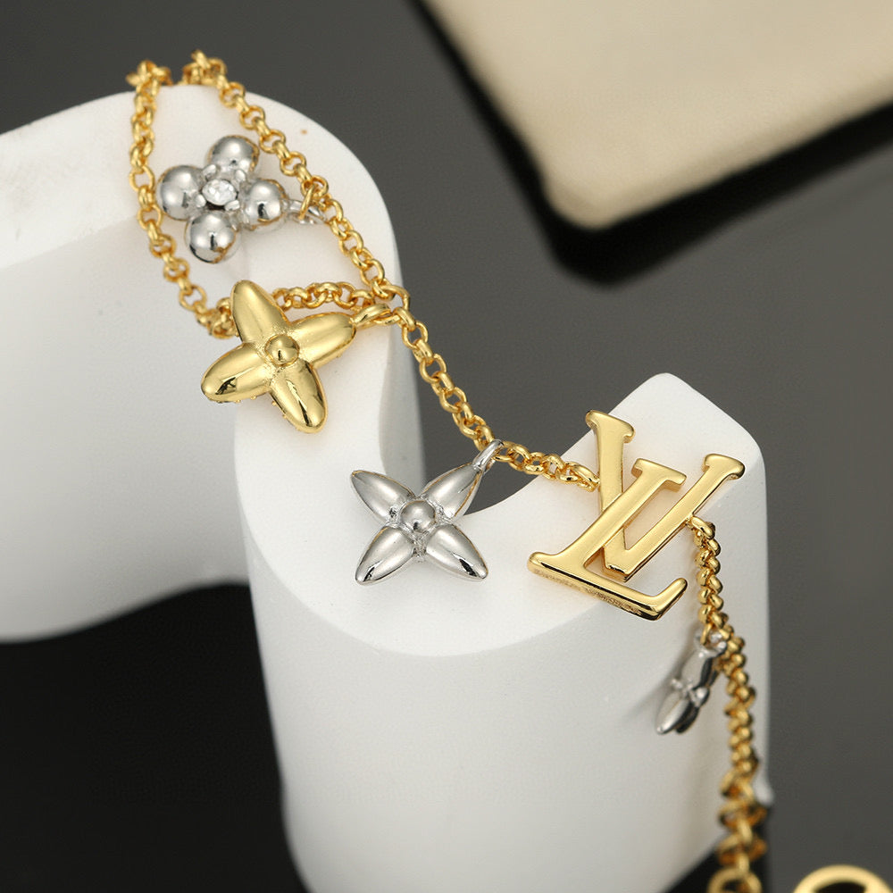 Letter Emblem Bracelet in Polished Metal-Tone – Design 017 styled product view