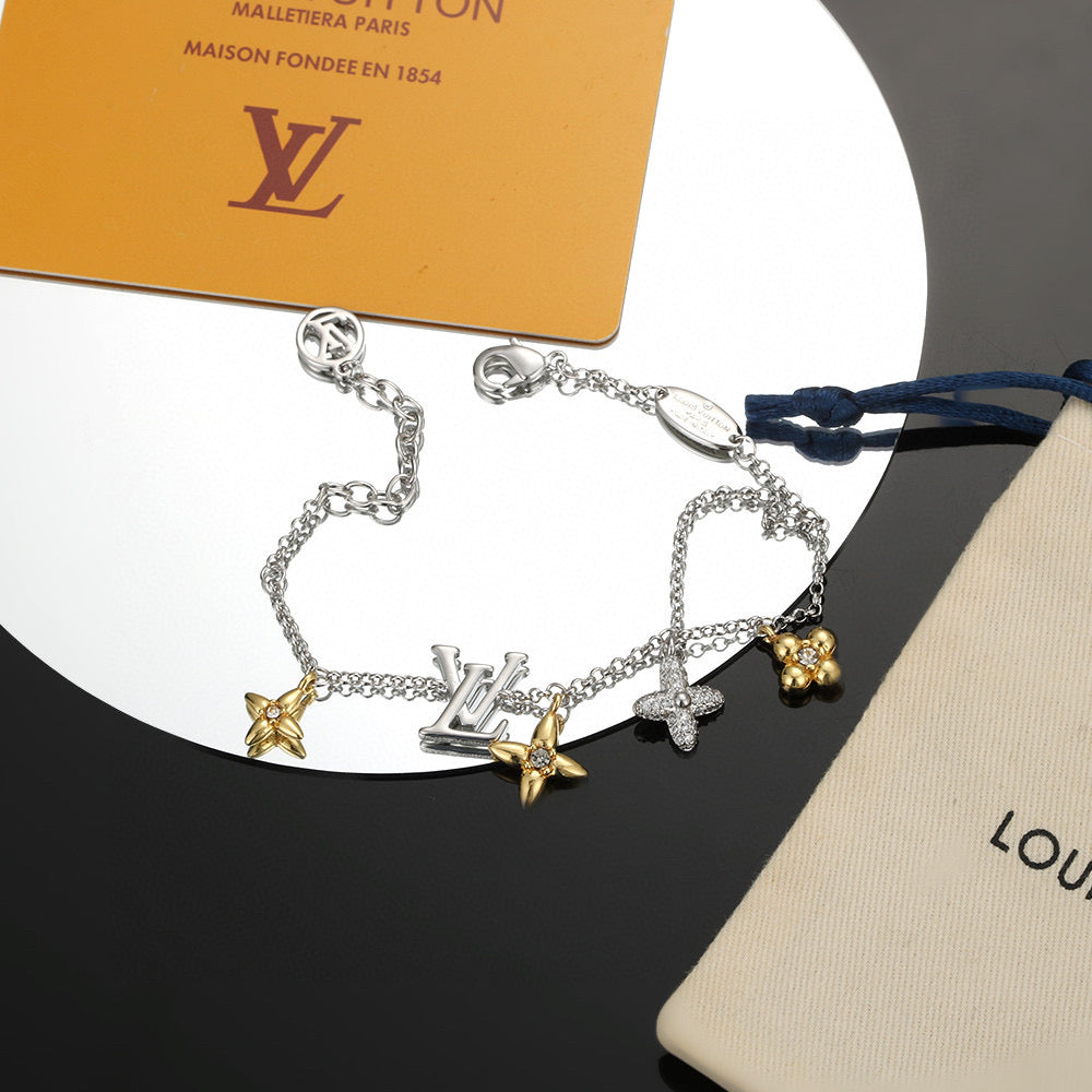 Letter Emblem Bracelet in Polished Metal-Tone – Design 018 front product view