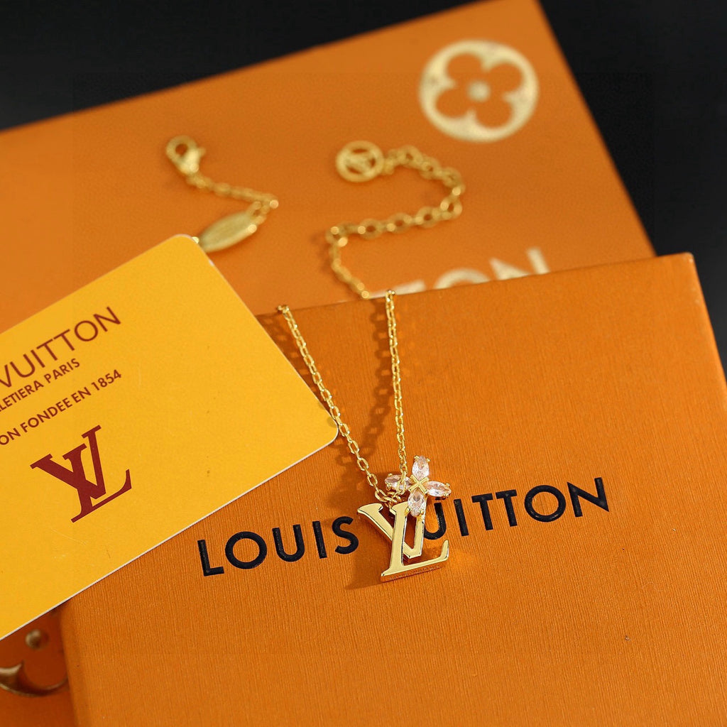 Letter Emblem Pendant Necklace in Gold-Tone – Design 005 main product view