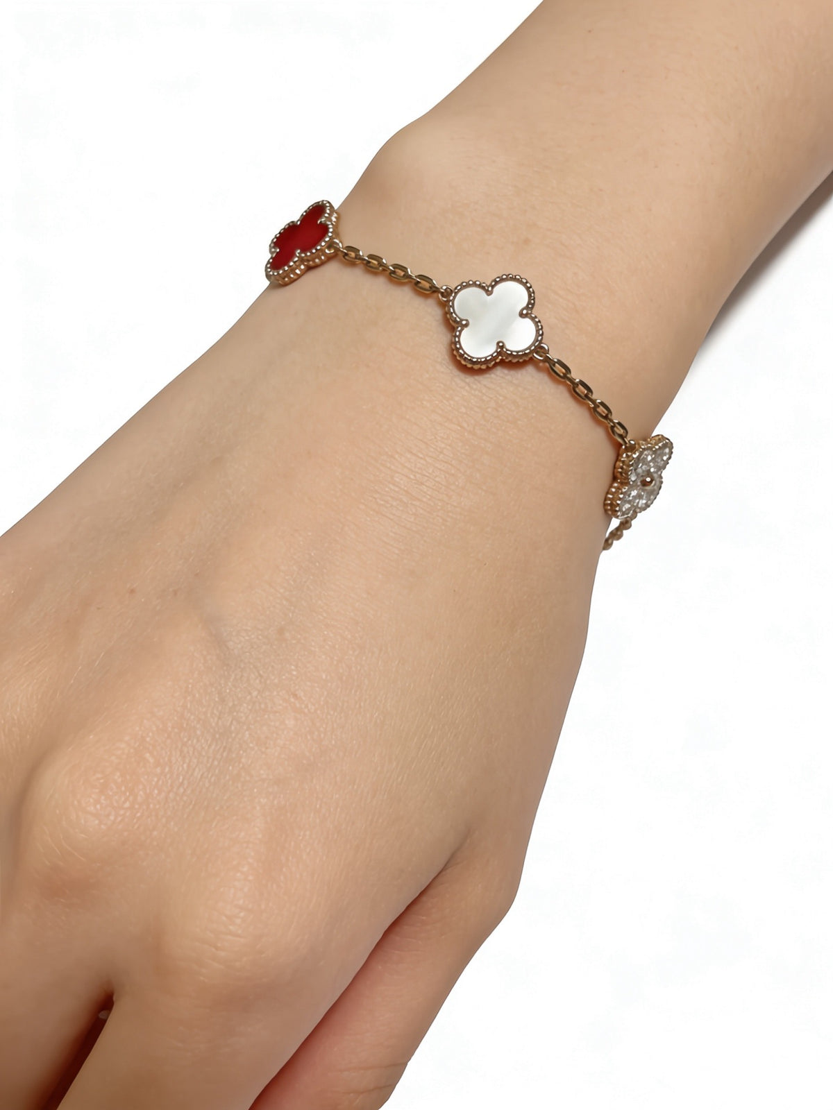 Clover Bracelet in Polished Metal-Tone – Multicolor – Design 19 main product view