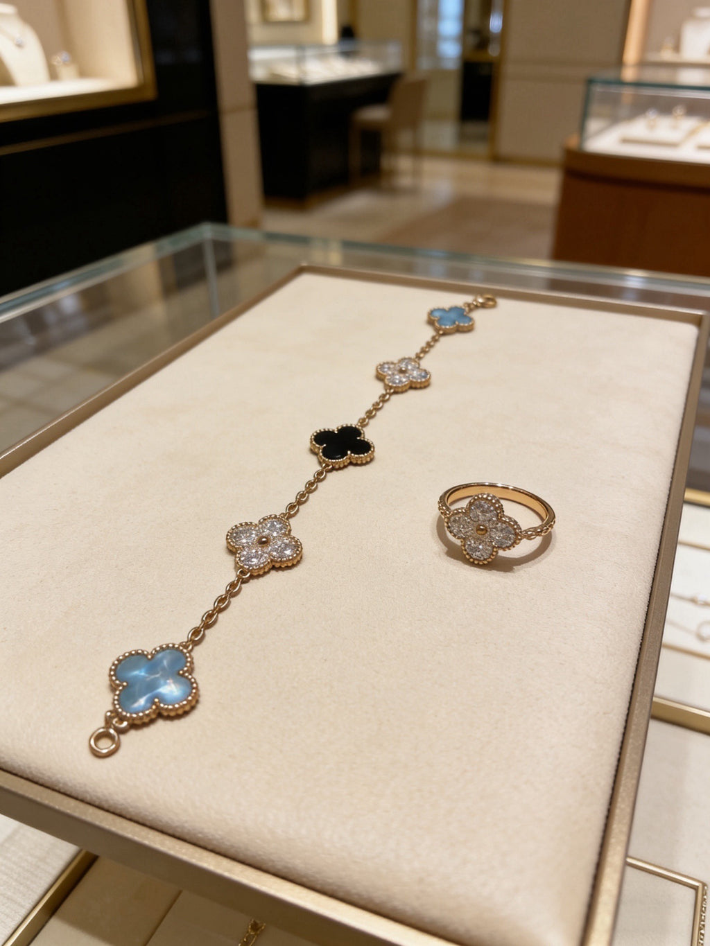 Clover Bracelet in Polished Metal-Tone – Multicolor detail view