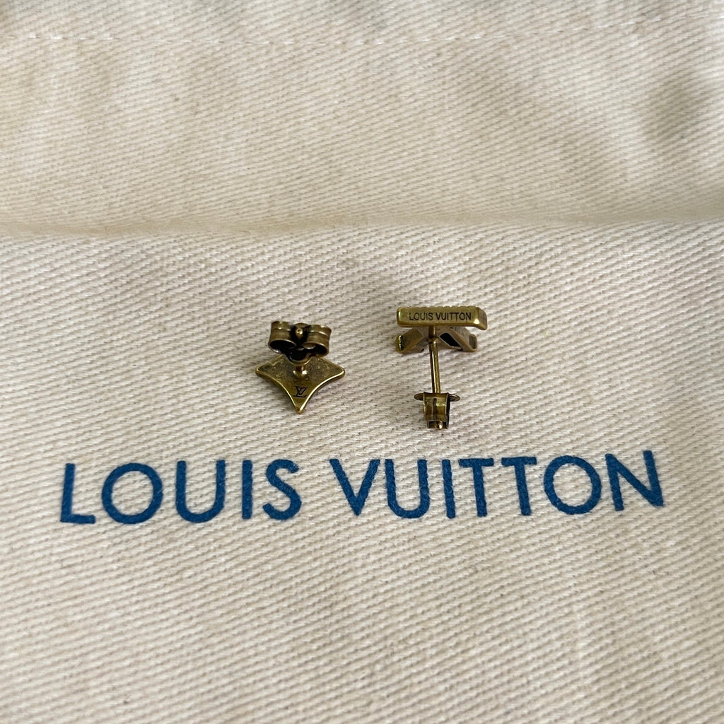 Geometric Emblem Stud Earrings in Polished Metal-Tone – Design 018 styled product view