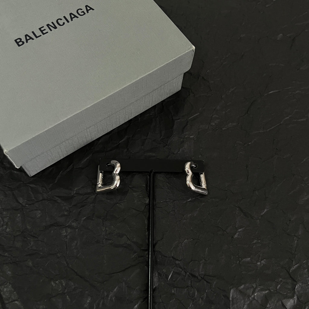 Ring Motif Statement Earrings in Polished Metal-Tone – Design 003 front product view