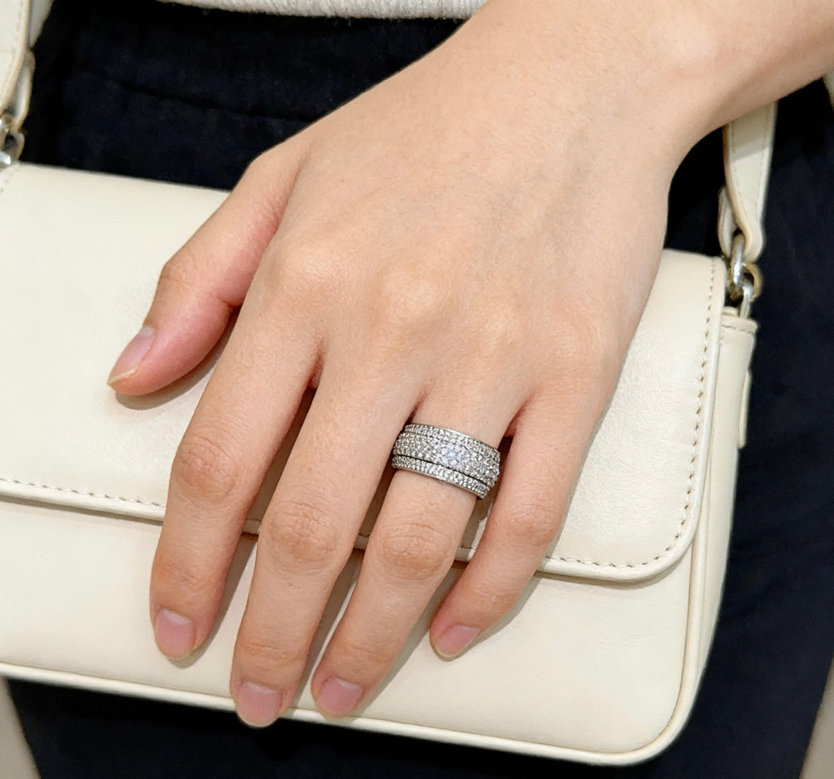 Geometric Emblem Statement Ring in Rose-Gold-Tone – Rose Gold Detail – Design 002 detail view