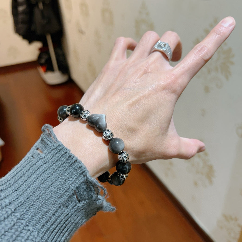 Geometric Emblem Bracelet in Polished Metal-Tone – Vintage Detail – Design 007 main product view