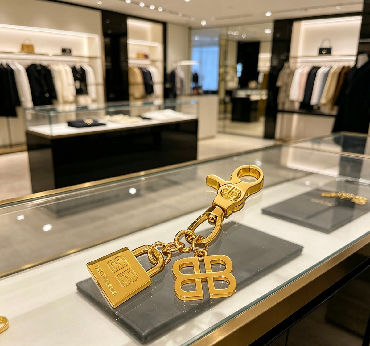 Key Jewelry Accessory in Polished Metal-Tone – Design 020 front product view