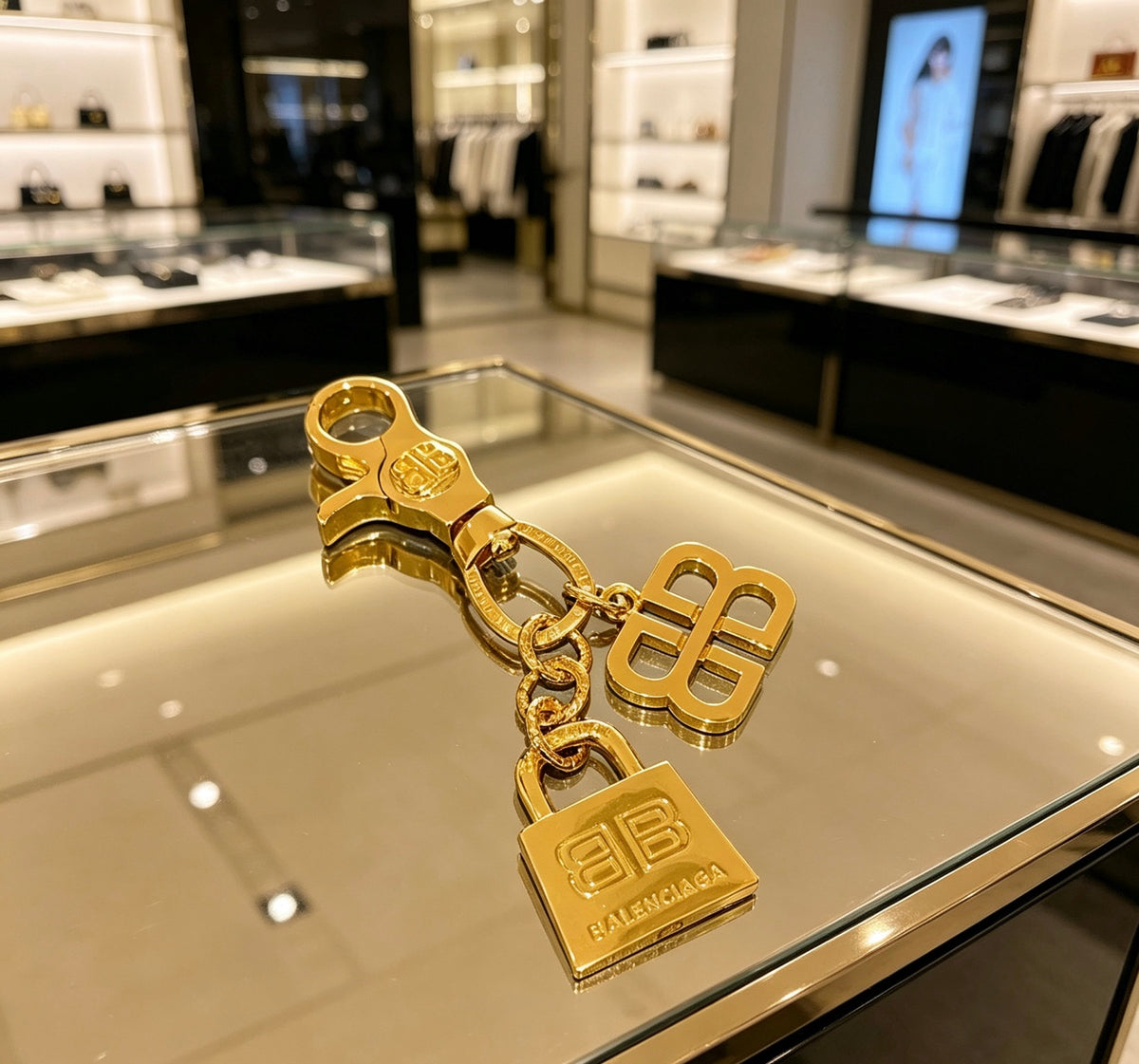Key Jewelry Accessory in Polished Metal-Tone – Design 020 side detail