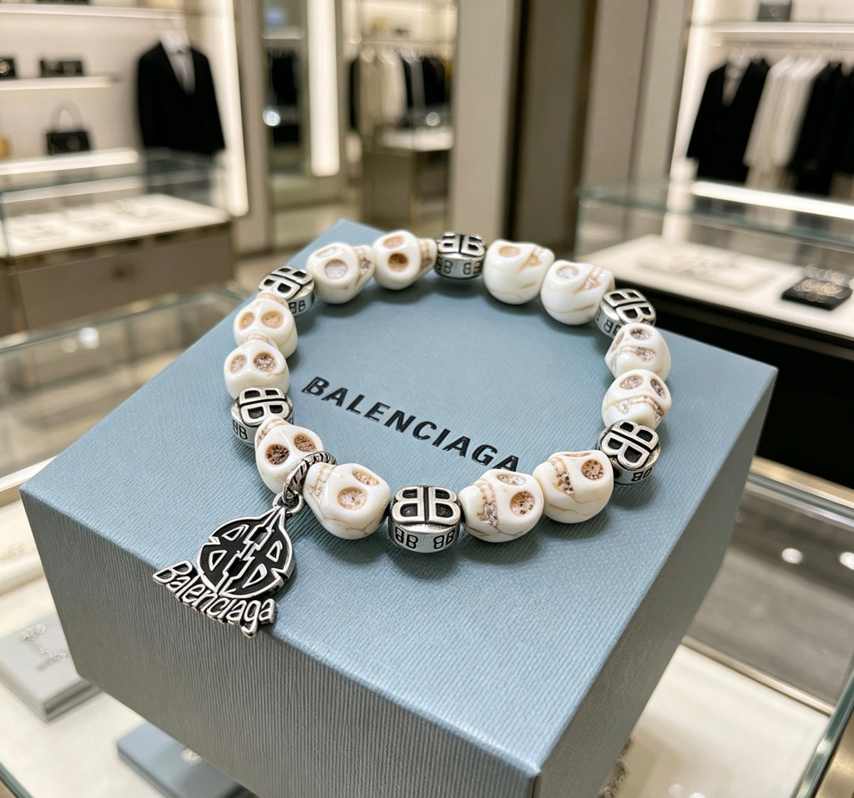 Geometric Emblem Bracelet in Polished Metal-Tone – Design 045 front product view