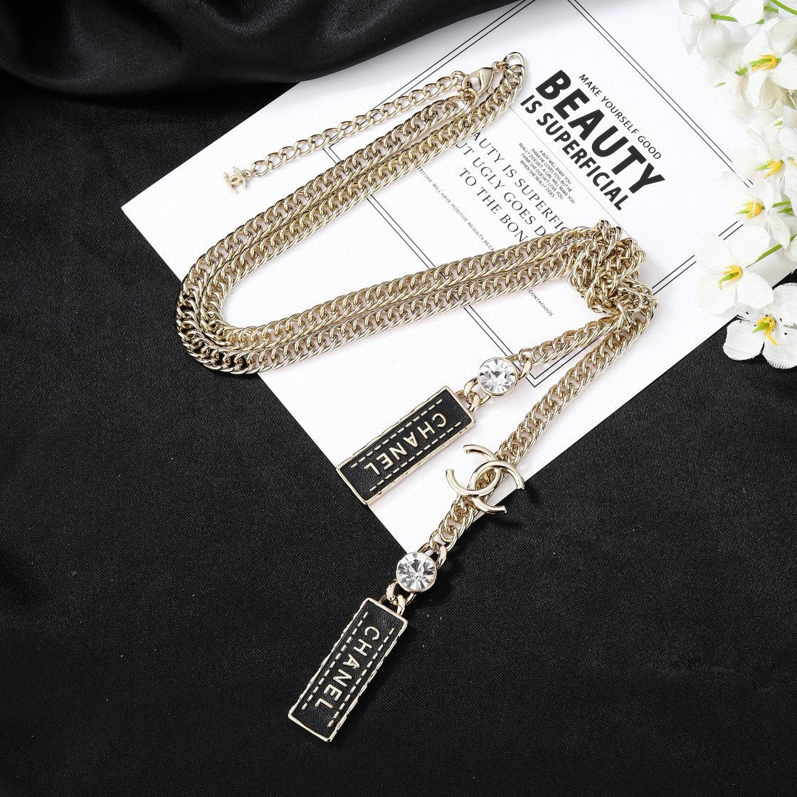 Double-C Emblem Pendant Necklace in Gold-Tone – Design 006 main product view