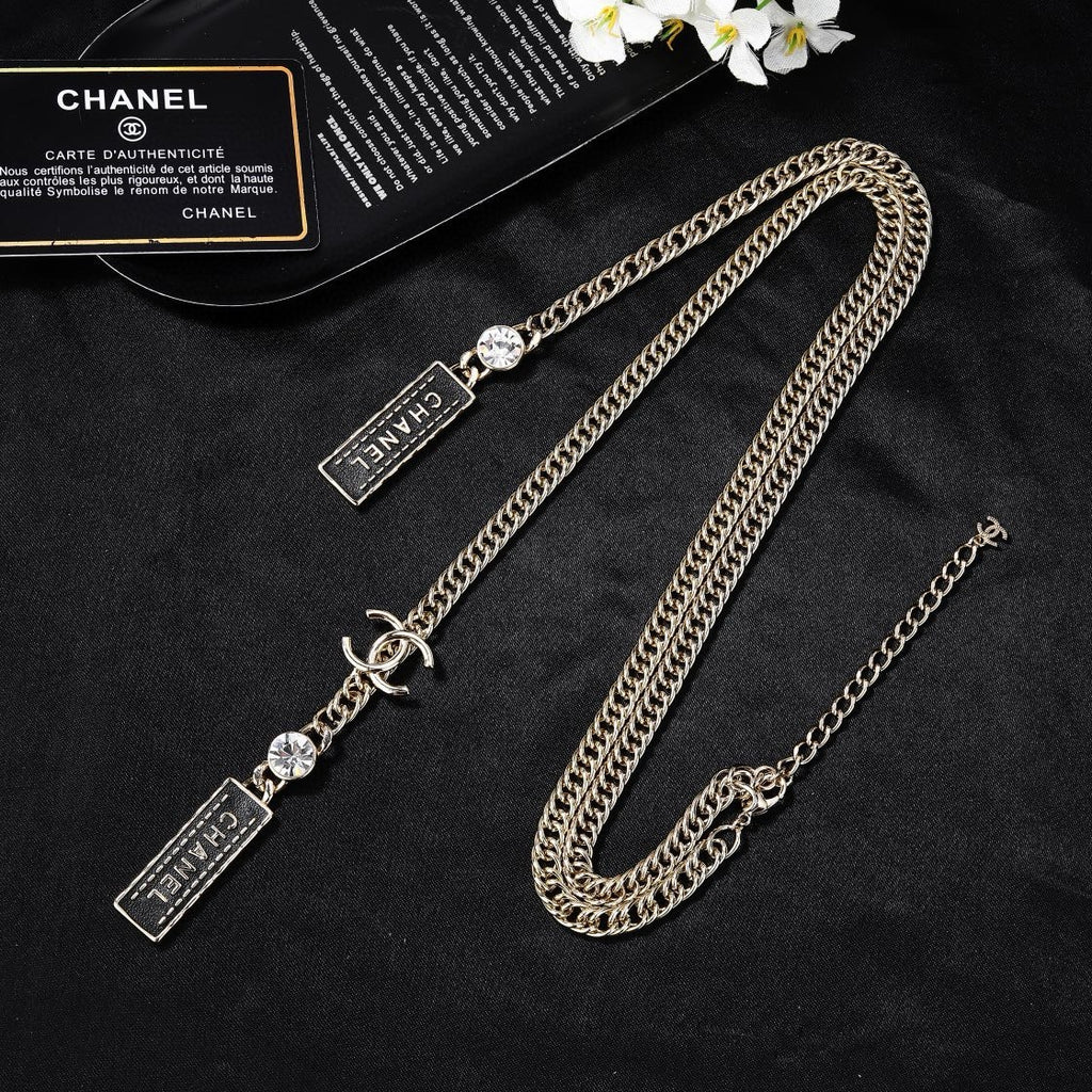 Double-C Emblem Pendant Necklace in Gold-Tone – Design 006 styled product view