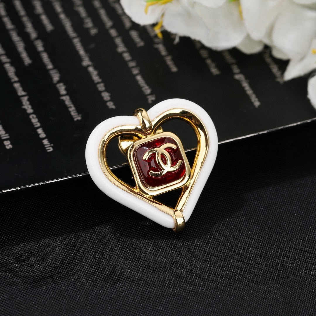 Double-C Emblem Brooch in Polished Metal-Tone – Design 028 styled product view
