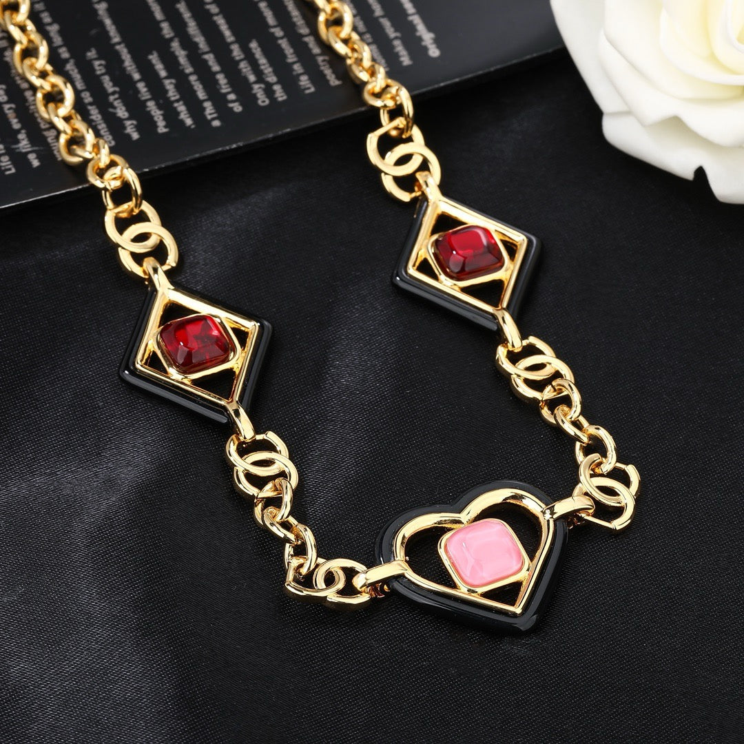 Heart Jewelry Accessory in Polished Metal-Tone – Heart Detail – Design 002 side detail