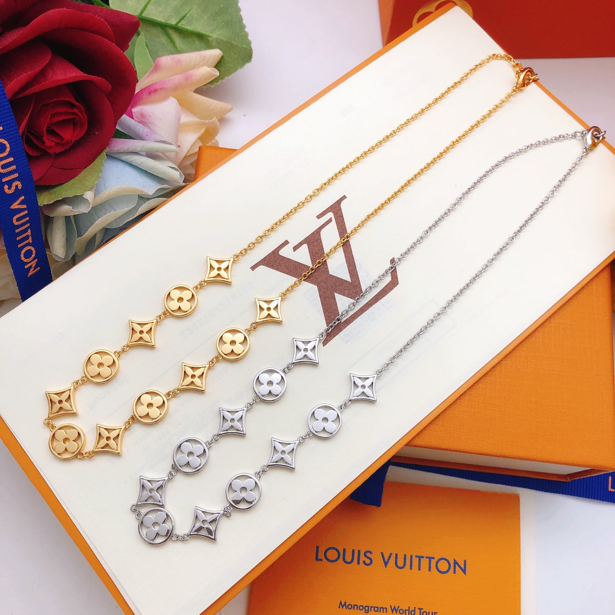 Geometric Emblem Pendant Necklace in Gold-Tone – Design 047 close-up detail