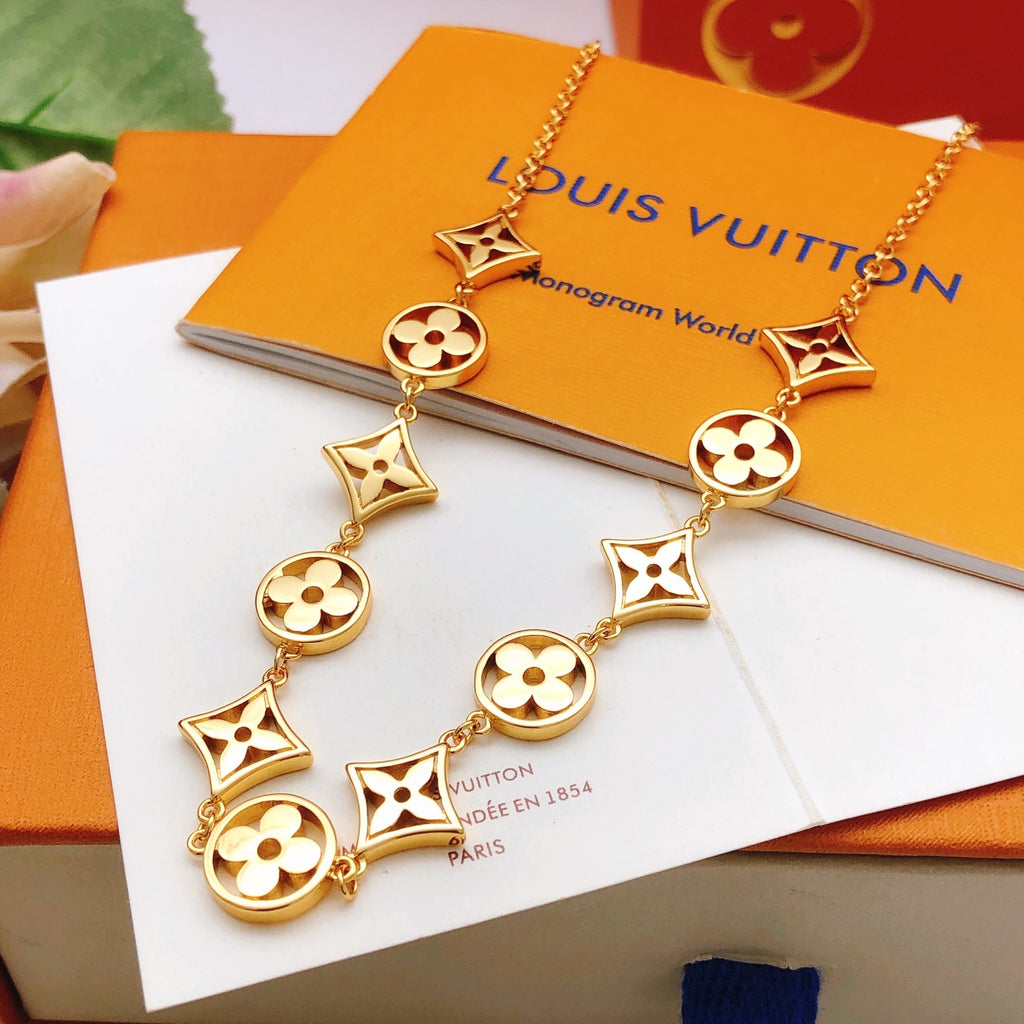 Geometric Emblem Pendant Necklace in Gold-Tone – Design 047 main product view