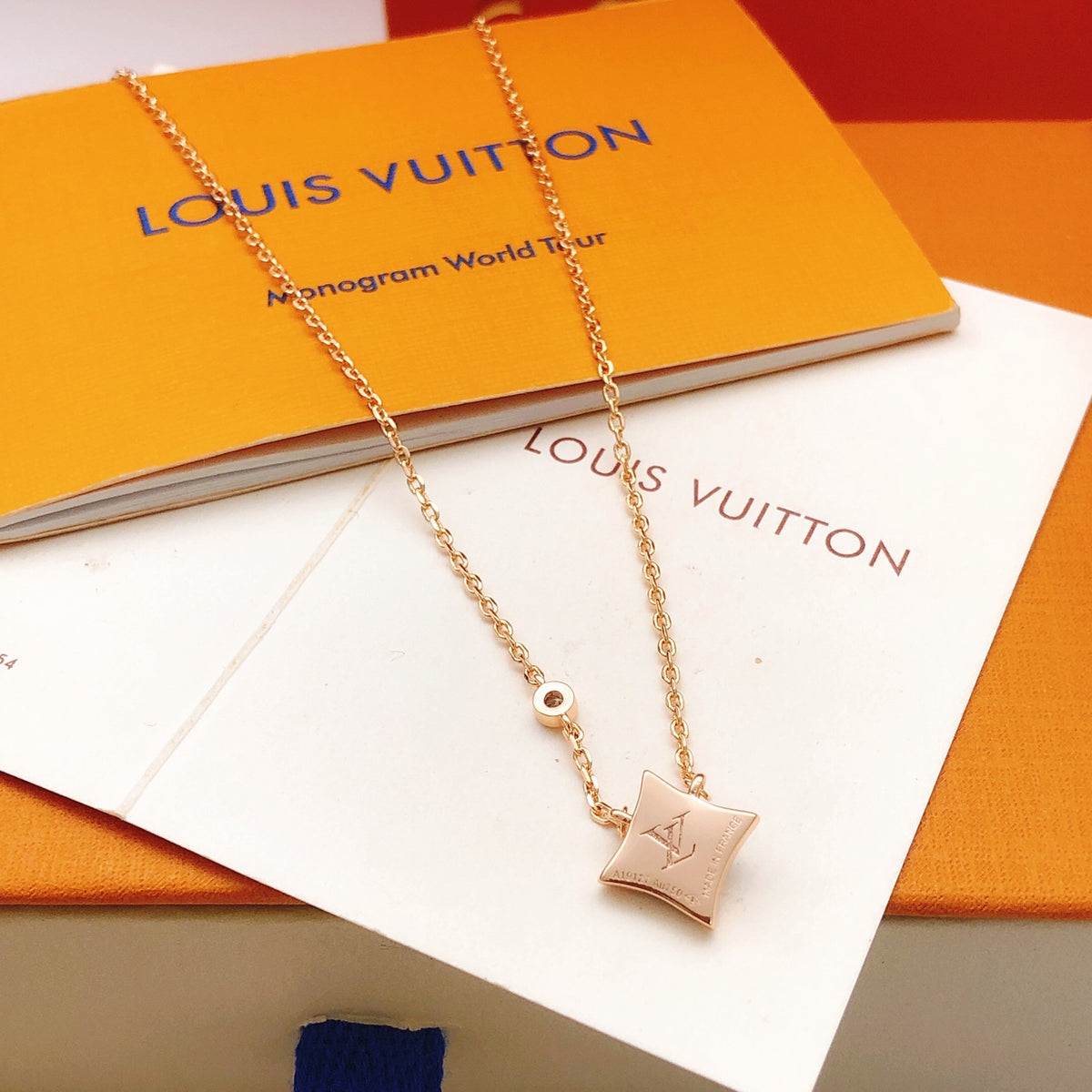 Geometric Emblem Pendant Necklace in Rose-Gold-Tone – Rose Gold Detail – Design 011 detail view