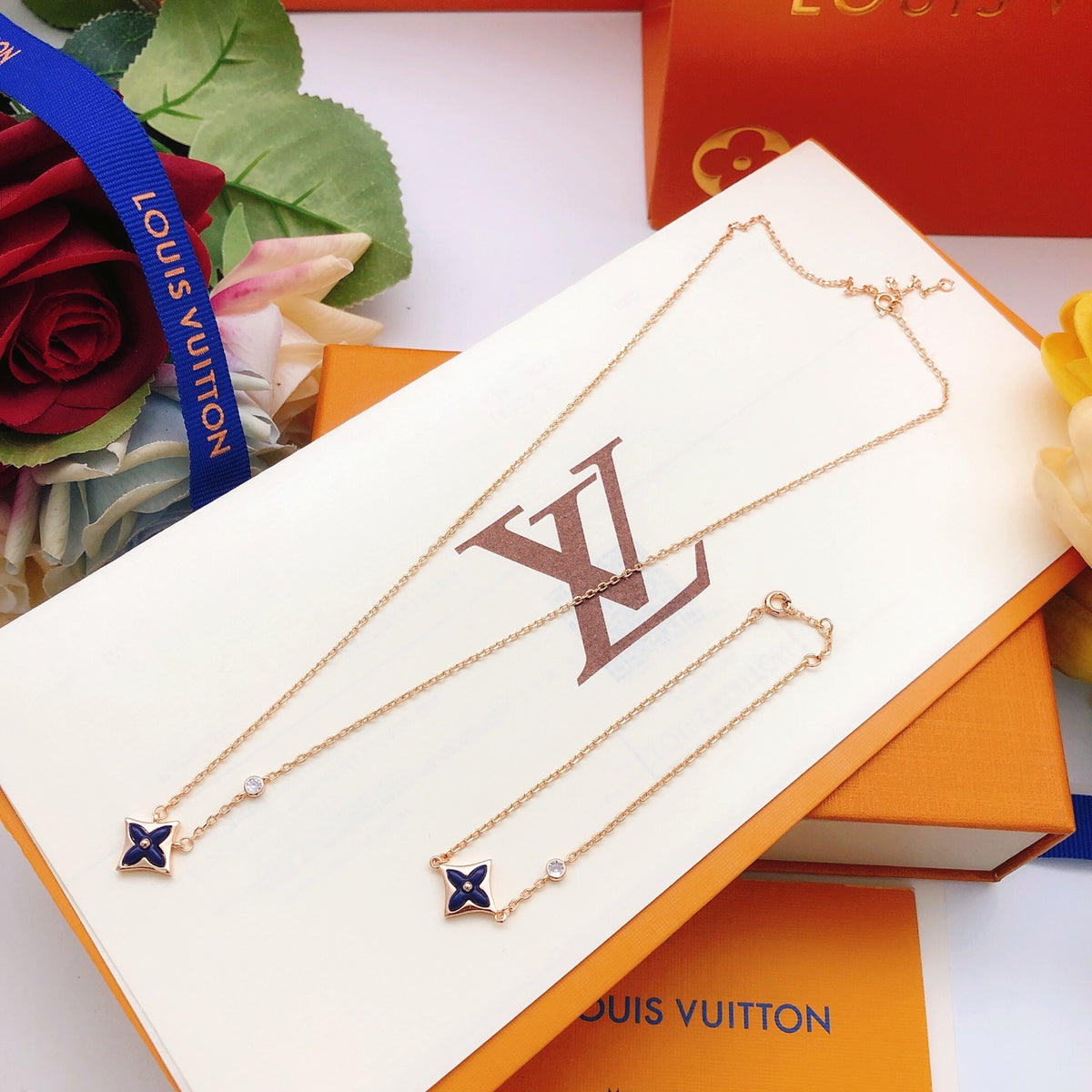 Geometric Emblem Pendant Necklace in Rose-Gold-Tone – Rose Gold Detail – Design 011 styled product view