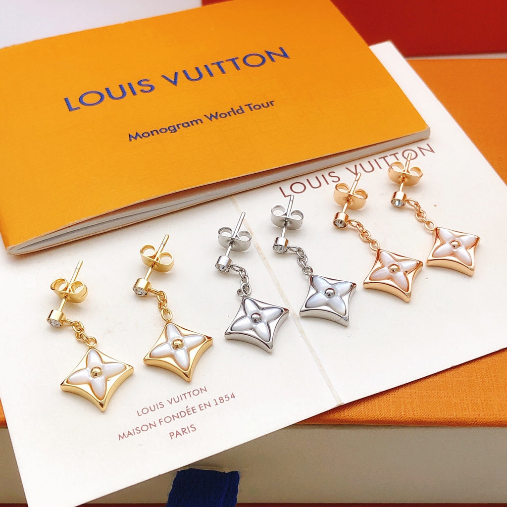 Geometric Emblem Stud Earrings in Gold-Tone – Design 026 styled product view