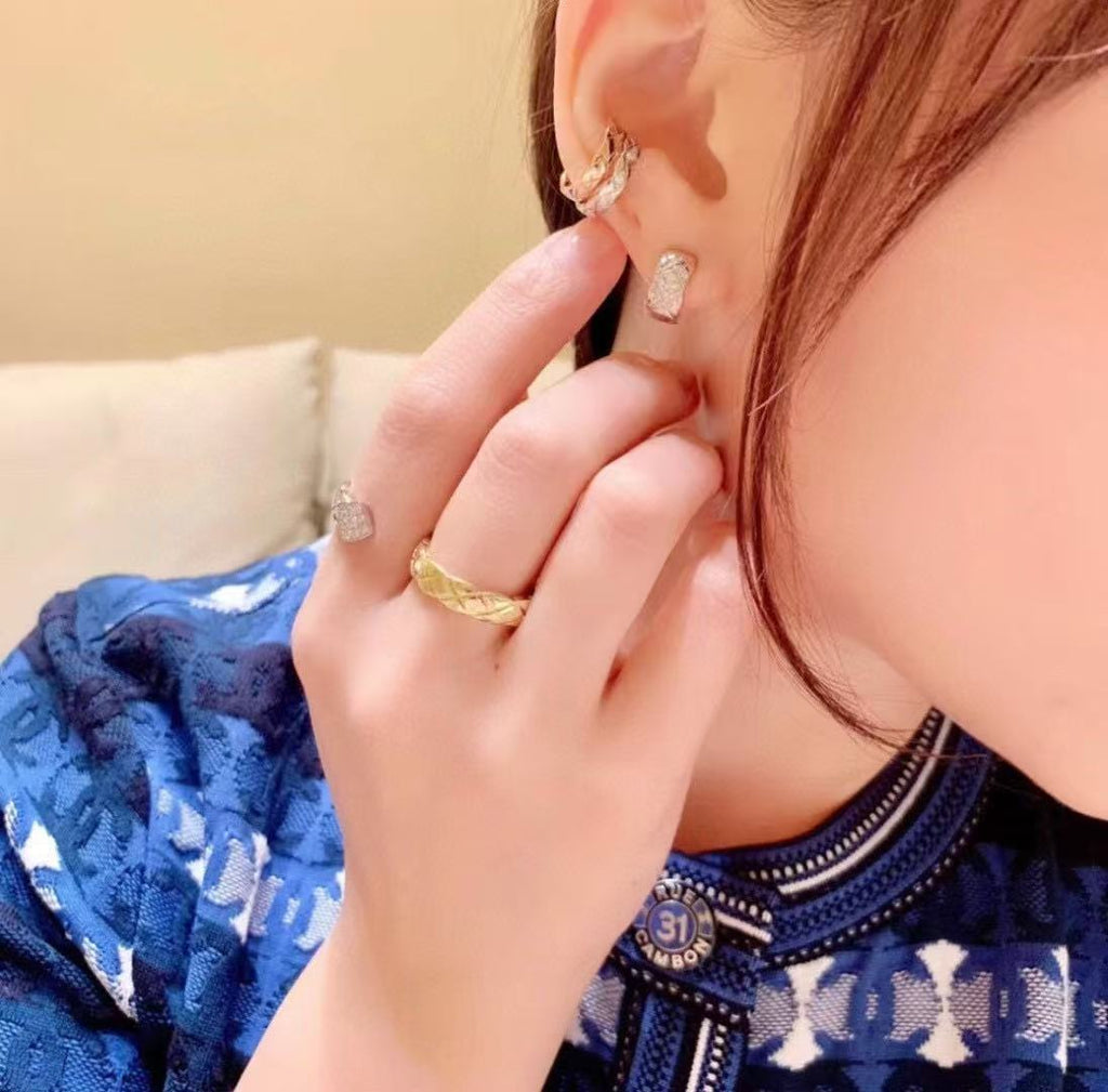 Signature Emblem Statement Ring in Gold-Tone – Design 004 styled product view