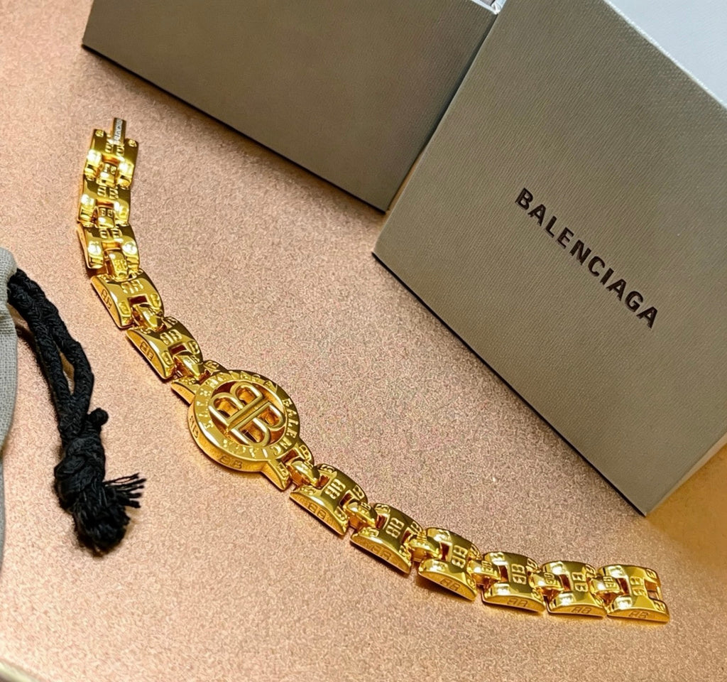 Geometric Emblem Bracelet in Polished Metal-Tone – Design 044 styled product view