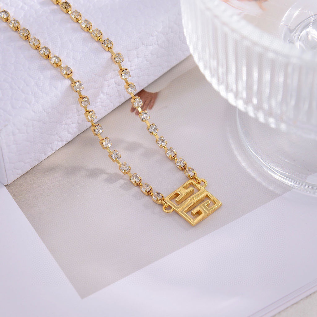 Signature Emblem Pendant Necklace in Polished Metal-Tone – Design 052 close-up detail