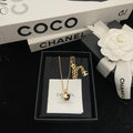 Double-C Emblem Pearl-Detail Pendant Necklace – Pearl Detail – Design 065 main product view
