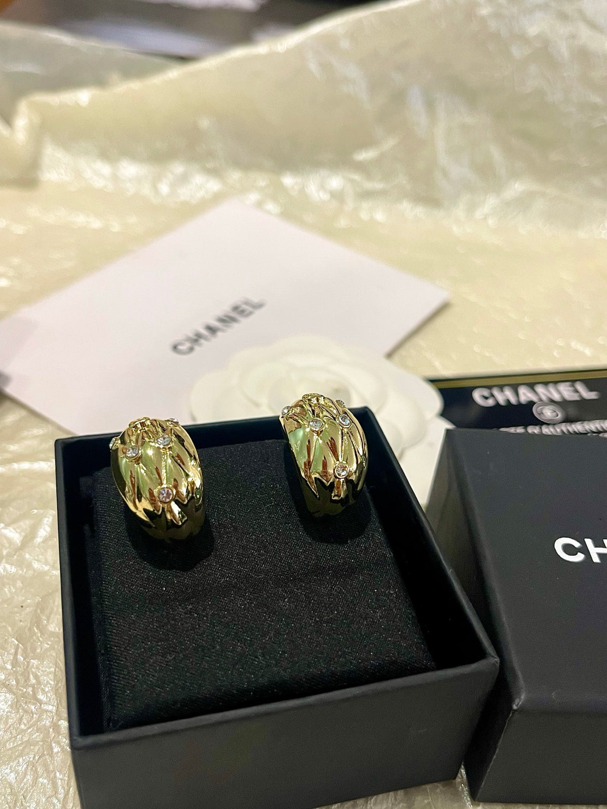 Signature Emblem Crystal-Accent Statement Earrings – Design 007 front product view