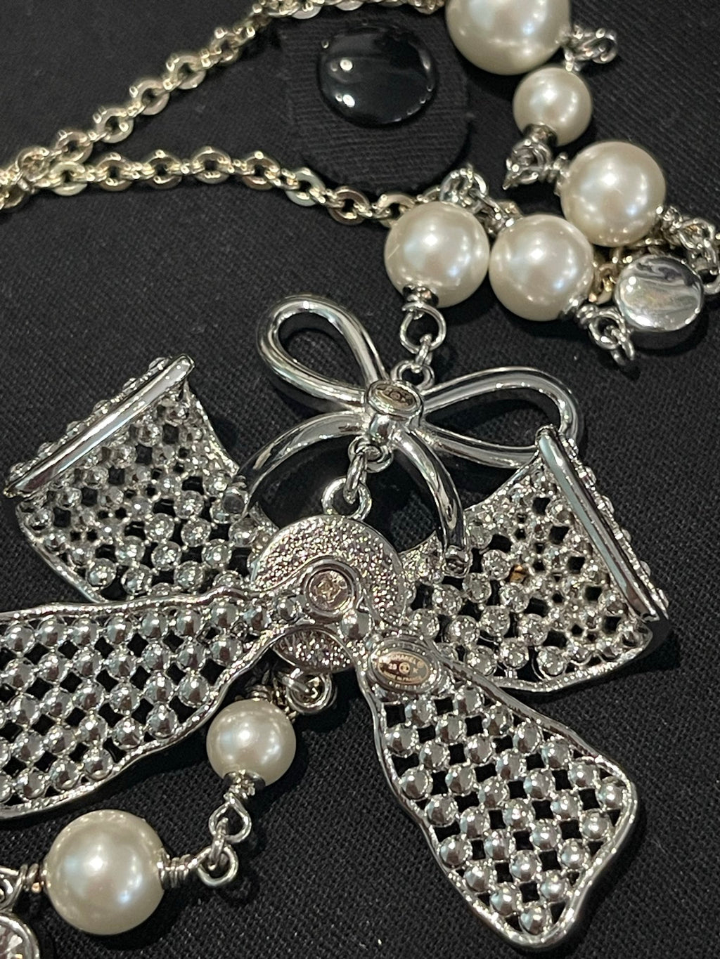 Double-C Emblem Pearl-Detail Pendant Necklace – Pearl Detail – Design 072 main product view