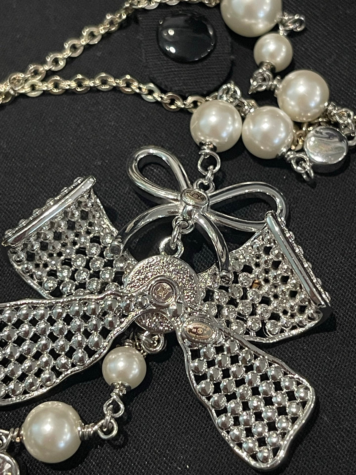 Double-C Emblem Pearl-Detail Pendant Necklace – Pearl Detail – Design 072 main product view