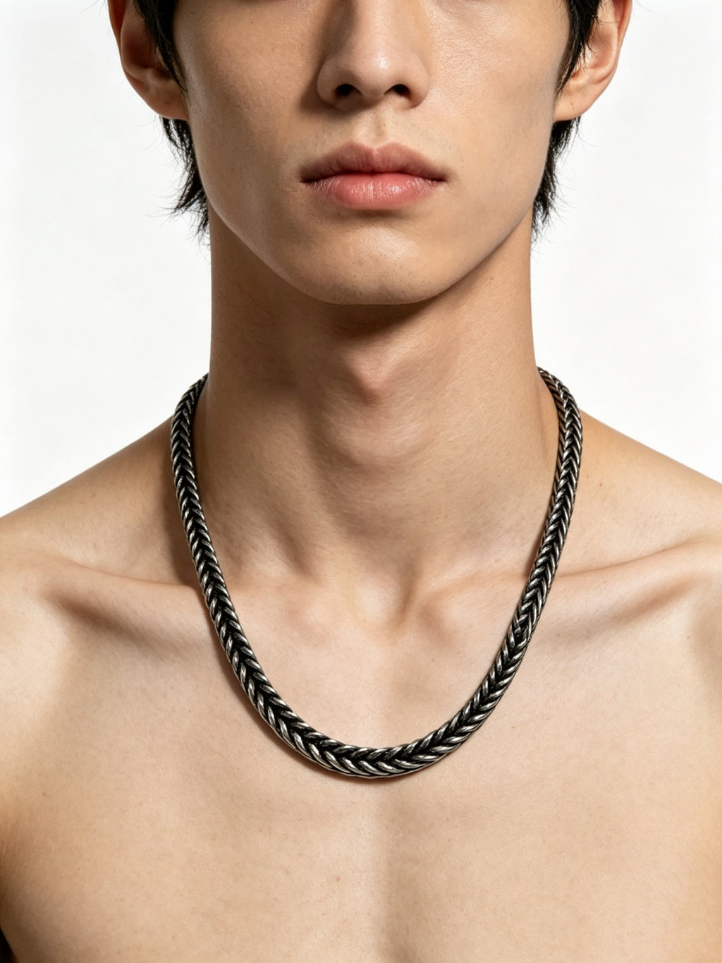 Chain Pendant Necklace in Silver-Tone – Design 019 front product view