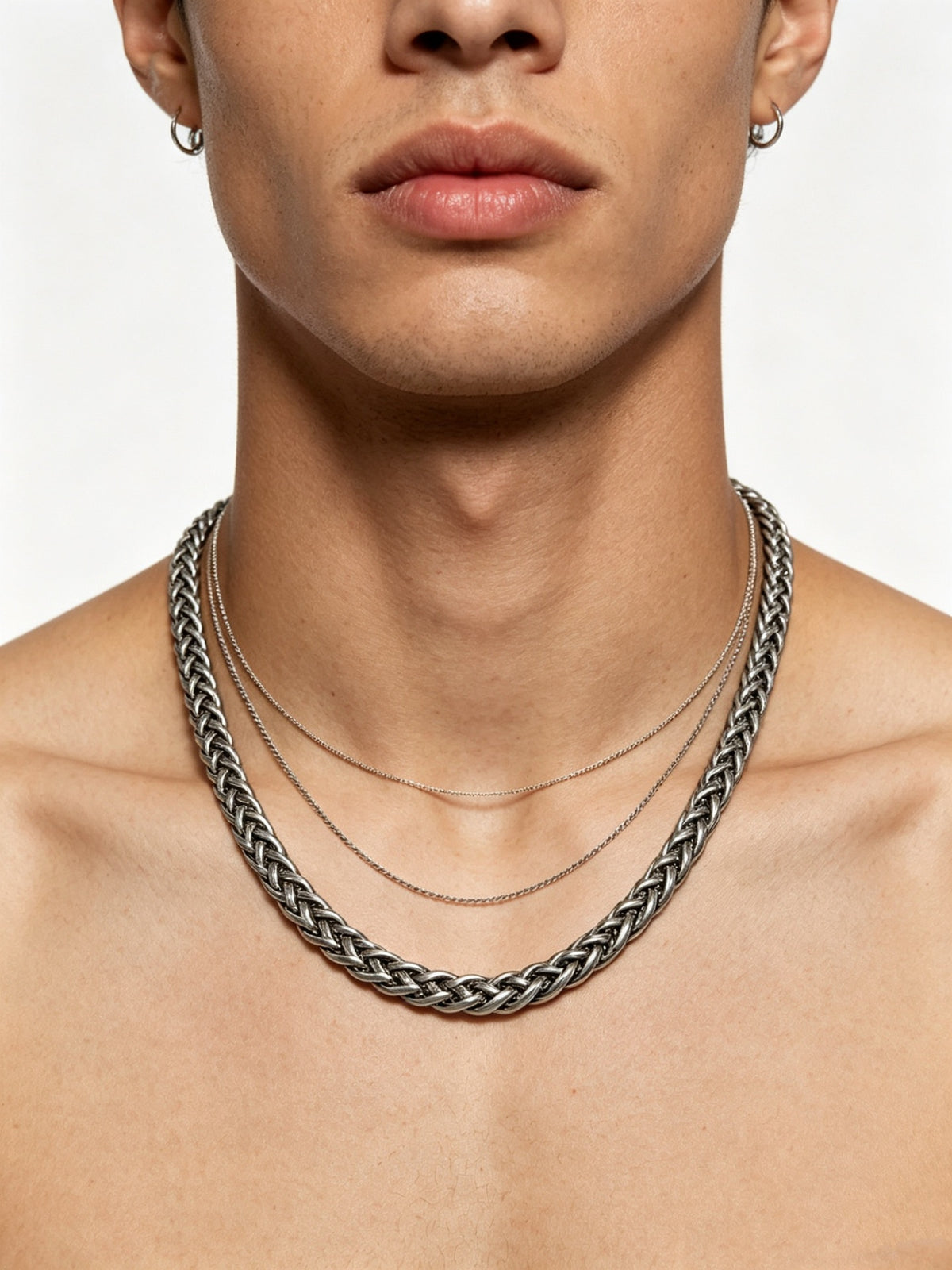 Chain Pendant Necklace in Silver-Tone – Design 018 front product view