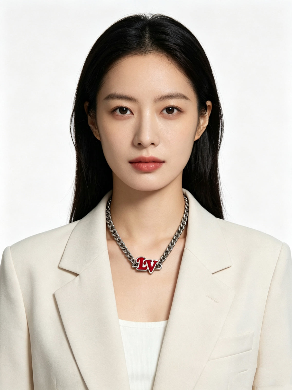 Chain Pendant Necklace in Silver-Tone – Design 017 front product view